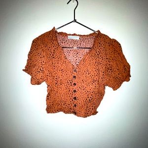 Short Sleeve Leopard Print Crop Top
